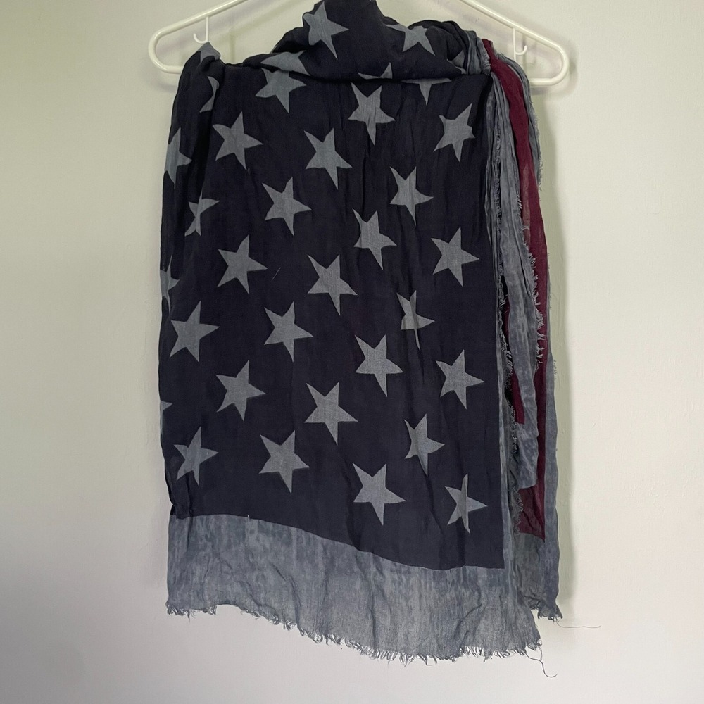 American Flag‎ Scarf Distressed 4th of July Woman's Infinity Wrap Blue 29"Length - Picture 7 of 10
